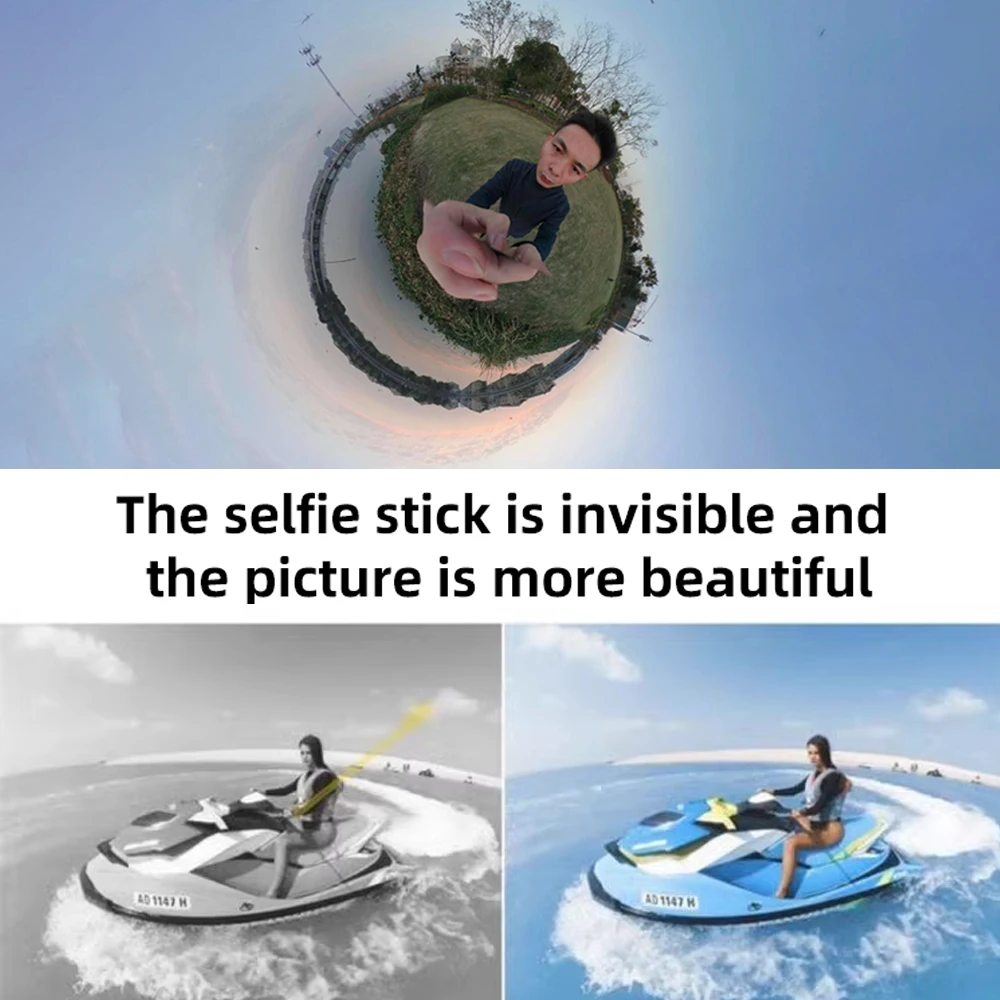 Hongdak-monopé Escalável de Fibra de Carbono Selfie Stick Tripé Extensível Edição Estendida Invisível go Pro 3m Insta360 x3 x2 - Image 4