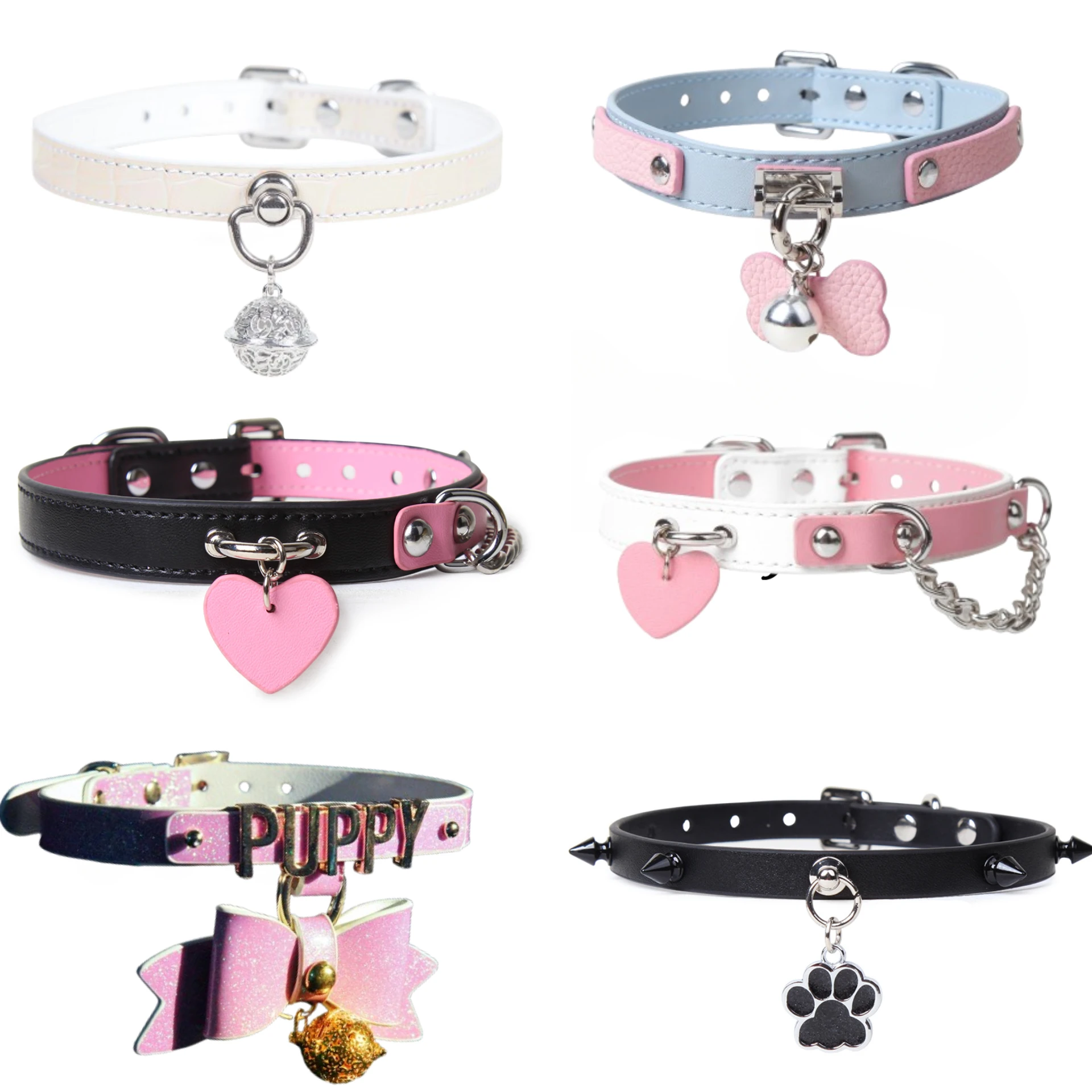 Bdsm Collar With Chain Genuine Leather Choker For Couples_voghion.com