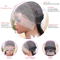 13x4 os droit court Bob dentelle avant perruques de cheveux humains 4x4 dentelle frontale perruque brésilienne 100% cheveux humains 200 densité 12 14 16 pouces 6