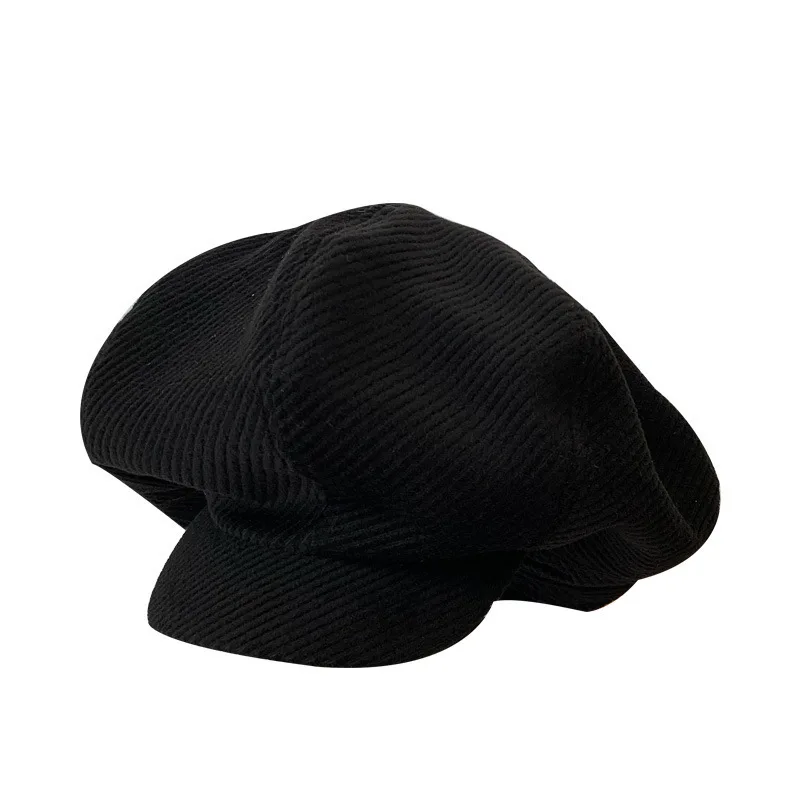 Corduroy Mushroom Hat Fashion Large Cloud Hat Autumn Winter Black Octagonal Cap Women Face Small Painter Caps Gorros,casual hat