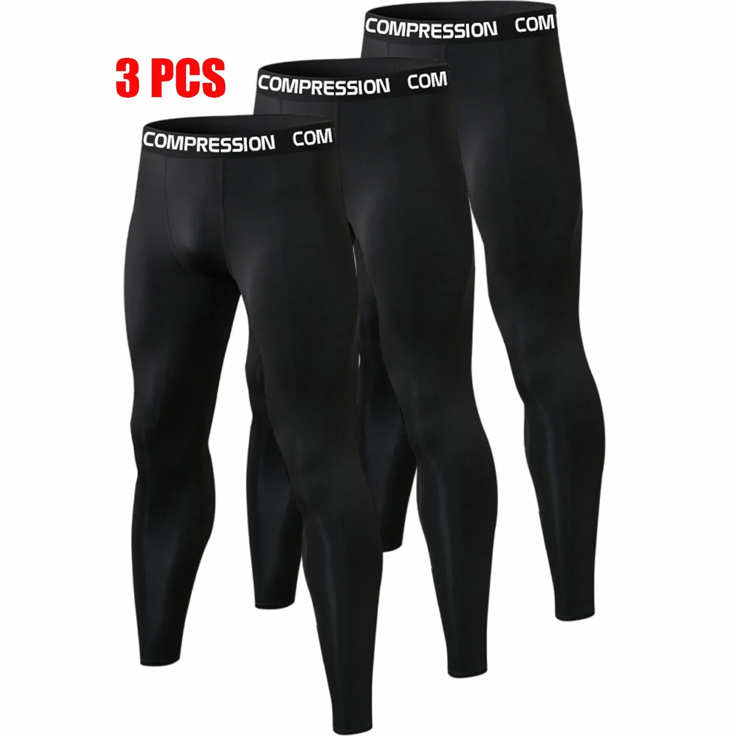 1/2/3/5 Piece Tights Sport Men Compression Running Leggings Quick Dry Gym Workout Sportwear Bottoms 3