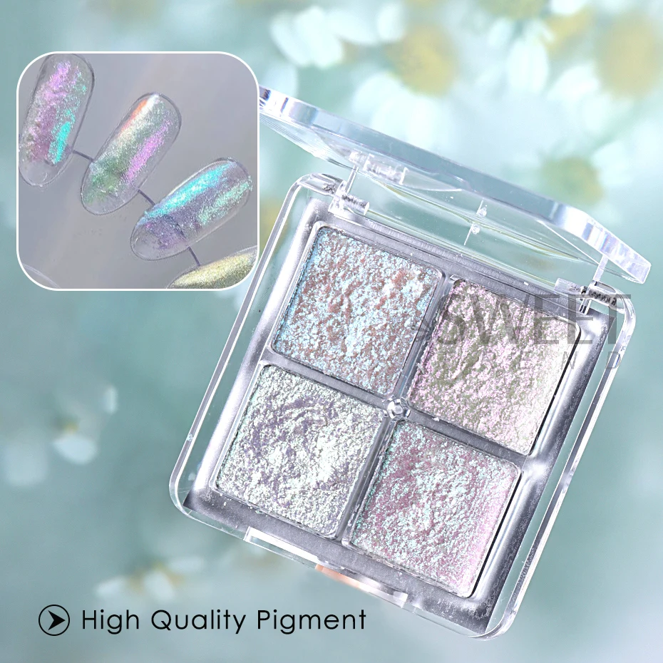 Iridescent Bling Mud Solid Nail Pigment 4 Colors Aurora Opal Glitter Powder Shimmer Chrome Sequin Japanese Manicure Decor Flakes
