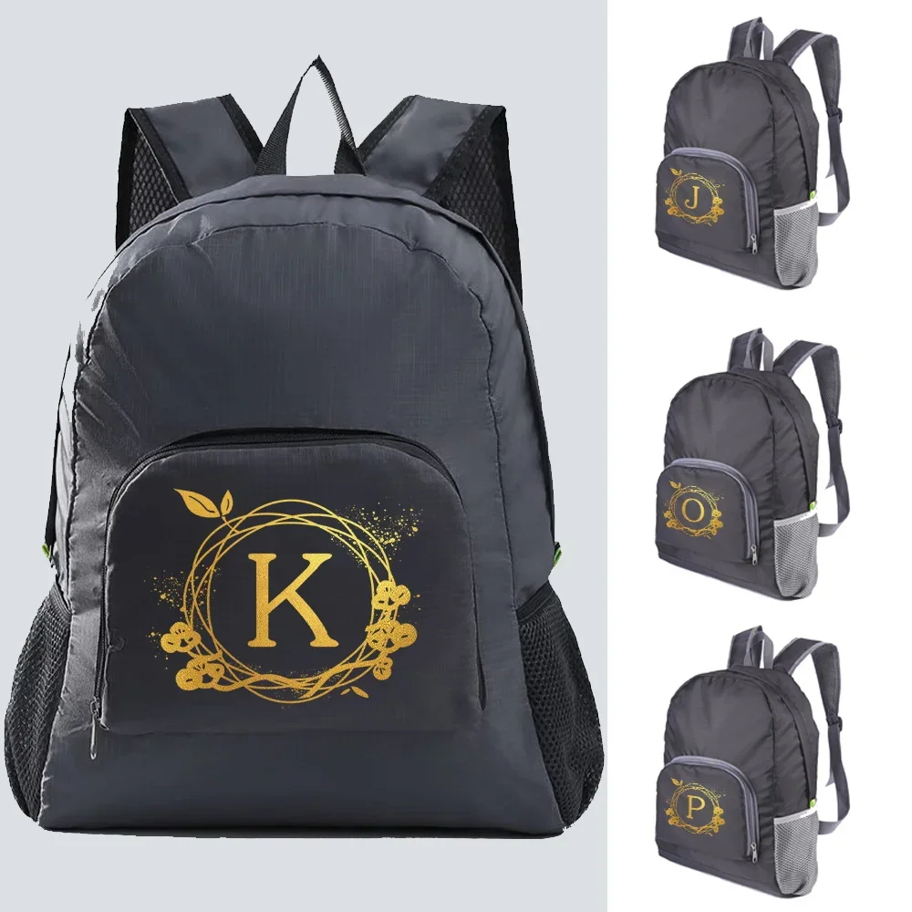 

Backpack Women Ultralight Foldable Daypack Men Mountaineering Sports Backpacks Wreath Letter Print Outdoor Hiking Travel Pack