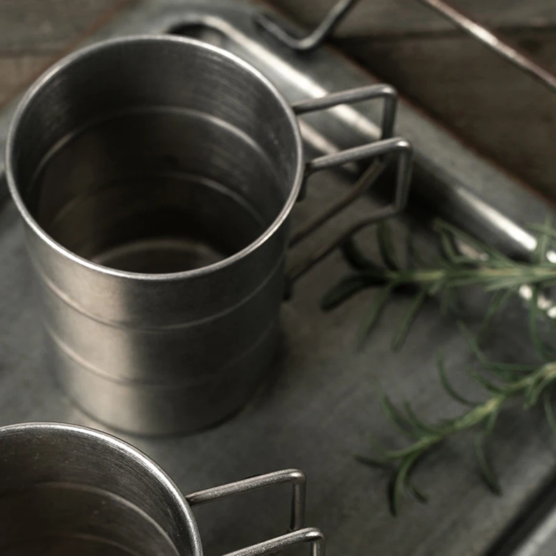 Beer Stainless Steel Cup Retro industrial style beer cup 304 stainless steel mug vintage cold drink cup outdoor camping style high aesthetic cup