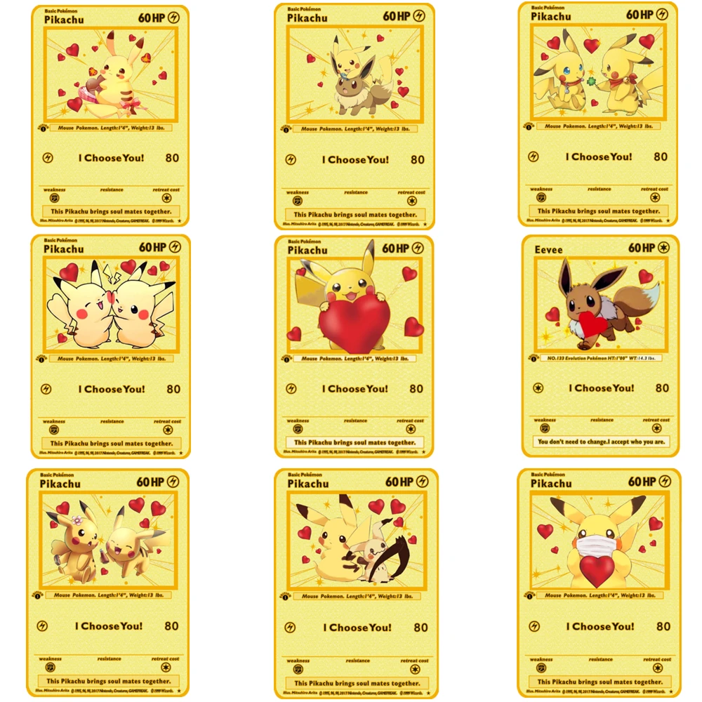 Brand New 27 Pokemon Metal English Kapikachu I Choose You GX EX Vmax Birthday Gift Collection Cards Super Game Anime Kids Toys
