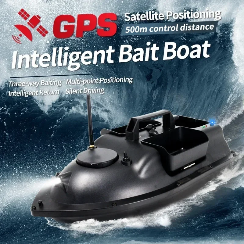 Intelligent Remote Control Bait Fishing Boat with GPS three silos 1.5kg load capacity