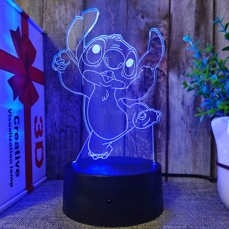 thumbnail image 1 of Disney STITCH & LILO 3D Led Night Light figura de dibujos animados Stitch niños, decoración de la habitación de la cama, lámpara de Anime 3d, regalo de cumpleaños y Navidad para niños, 1 of 5