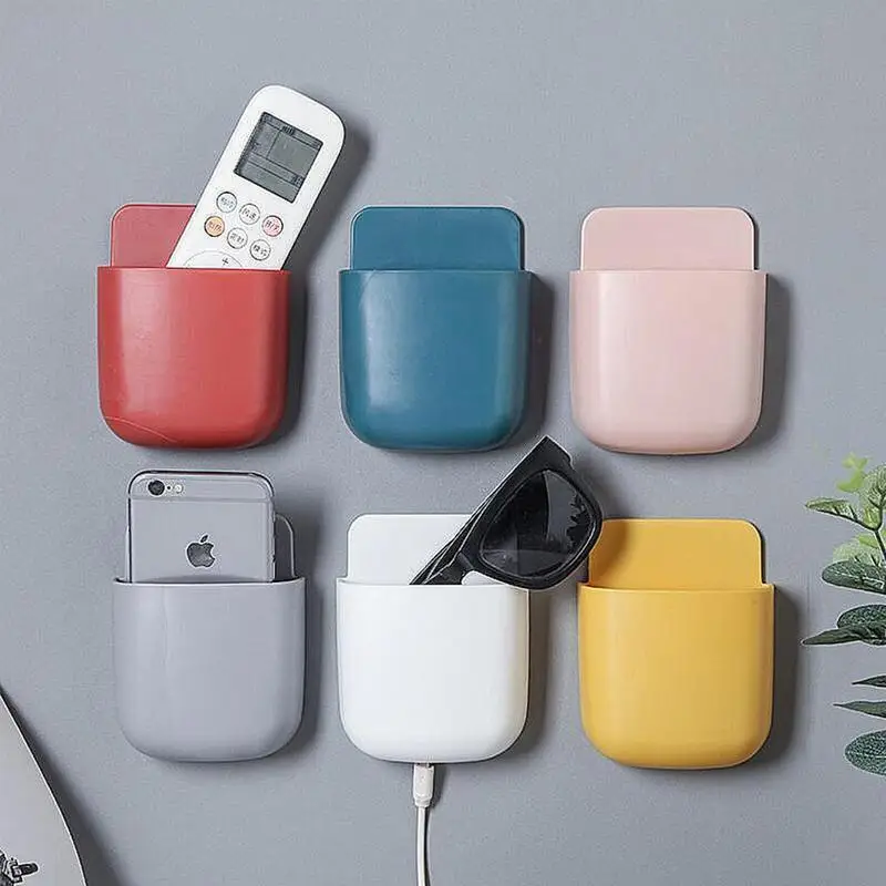 

Wall Mounted Remote Holders Multifunctional Punch Free Storage Rack Remote Holder For Home Office Bedroom Storage Accessories