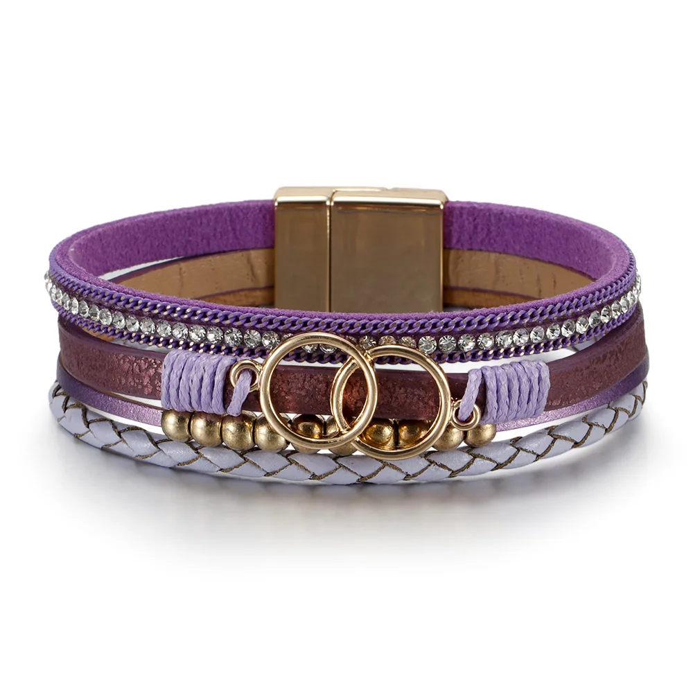 Leather Bracelet Multi-Layer Handmade Women's Woven Fashion Luxury Design Jewelry Gift