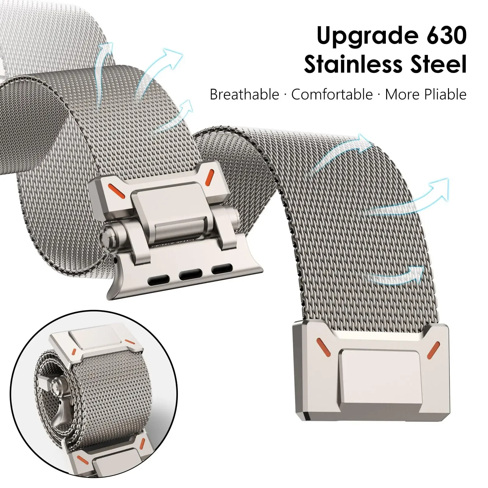 Stainless Steel Magnetic Milanese Loop Watch Band Strap