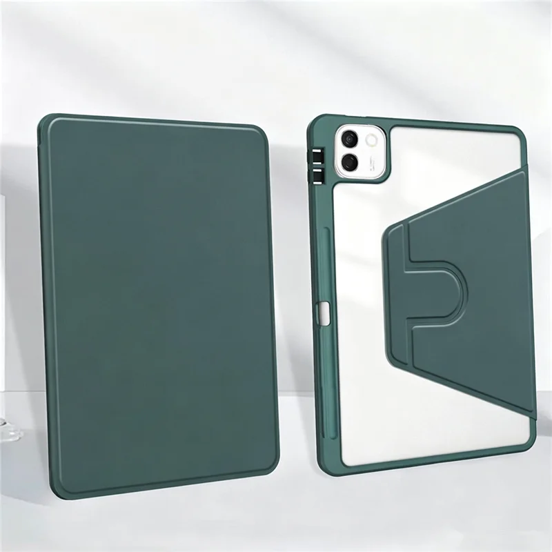 360-Degree Magnetic Rotation Cover with Pencil Slot for Tablet - Clear Acrylic Back Case