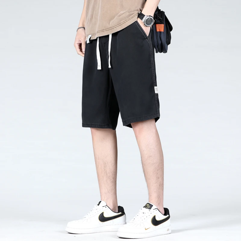 Mingyu Brand Summer Thin Soft Lyocell Fabric Denim Shorts Men Loose Drawstring Elastic Waist Grey Casual Short Large Size M-5XL