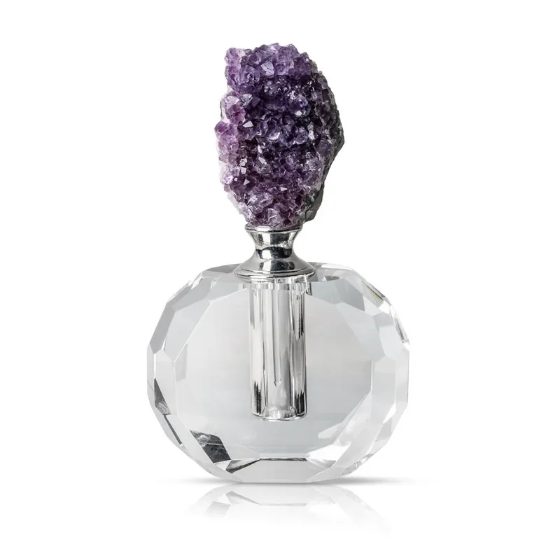Healing Crystals Cluster Perfume Bottles Reiki Meditation Raw Stone Glass Oil Diffuser Bottle Aromatherapy Room Decoration Gifts
