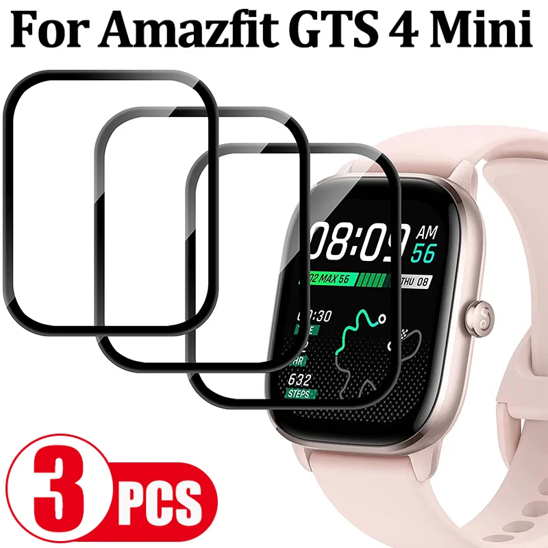 3D Curved Edge Soft Fibre Glass for Huami Amazfit GTS 4 Mini Cover Screen Protector Film for Amazfit GTS4 Mini Protective Film