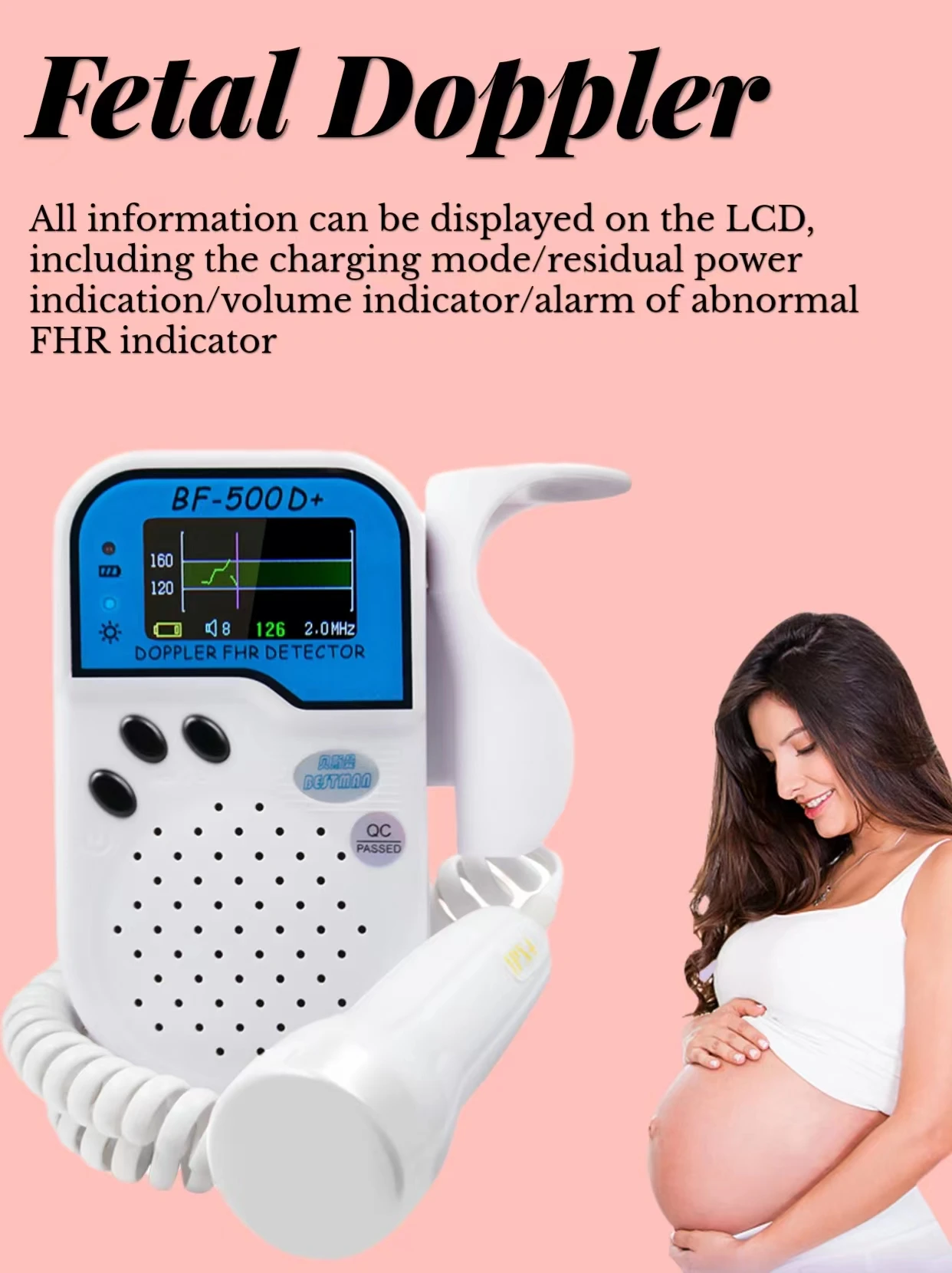 Doppler Fetal Heart Rate Monitor & Gel Heart Beat Pregnancy Baby Fetal  Sound Heart Rate Detector LCD Curve Display No Radiation - AliExpress