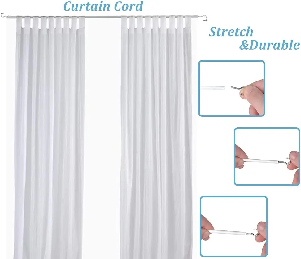 Curtain Wire,10 Meters (32FT) Hanging Cord Kit with 10 Pairs of Hooks & Eyes Picture Hanging Wire for Net Curtain Rods 3
