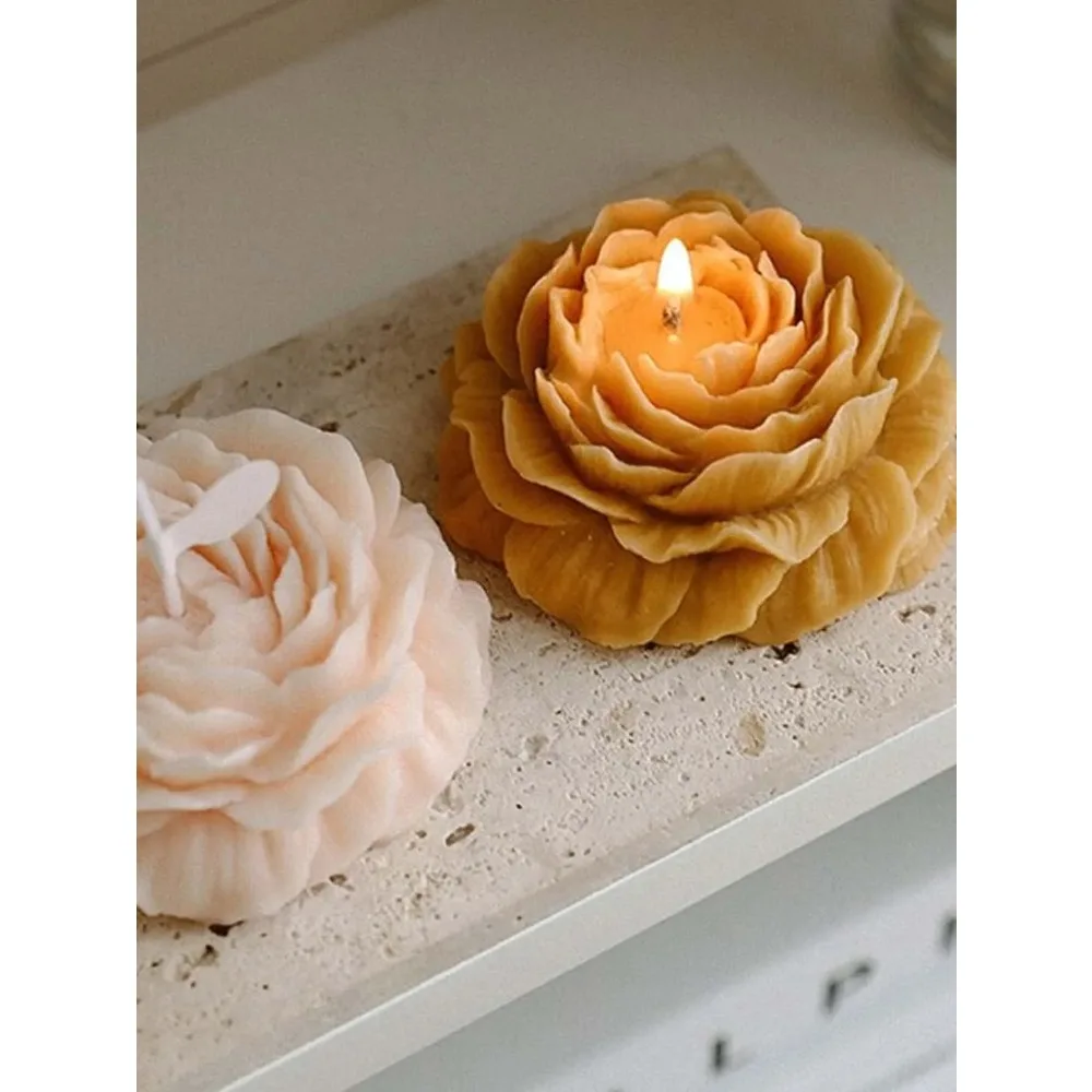 silicone mold 1PC 3D Peony Flower Candle Silicone Mold Mother's Day Candle Soap Mold Beeswax Soap Mold
