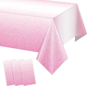 1Pc Pink Plastic Tablecloth For Parties Gradient Pastel Pink Disposable Tablecloth For Rectangular Tables Light Pink Sprin 1
