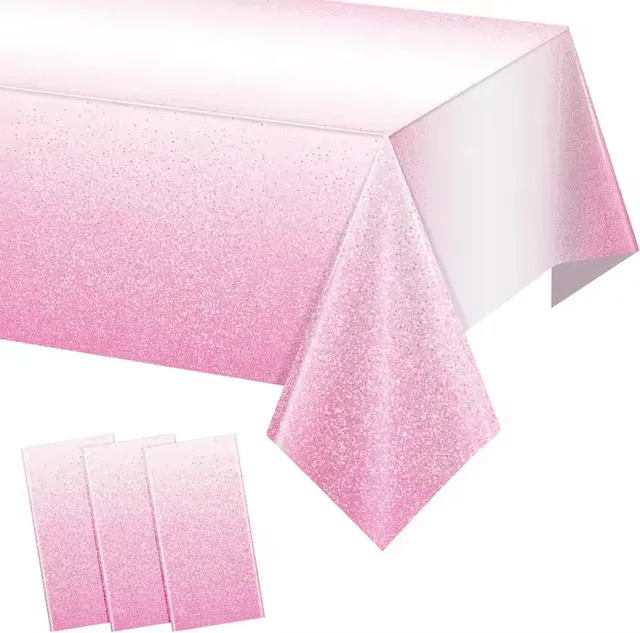 1Pc Pink Plastic Tablecloth For Parties Gradient Pastel Pink Disposable Tablecloth For Rectangular Tables Light Pink Sprin 1