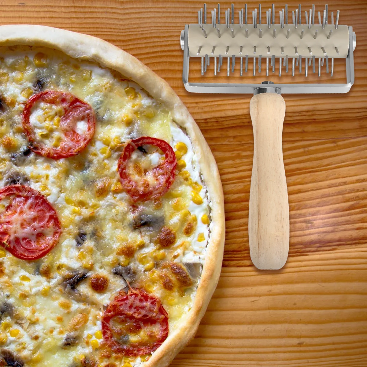 Stainless Steel Pizza Roller Docker Kitchen Baking Tool Pastry Piercer Cooking Gadgets Home Garden Kitchen Dining Bar Food