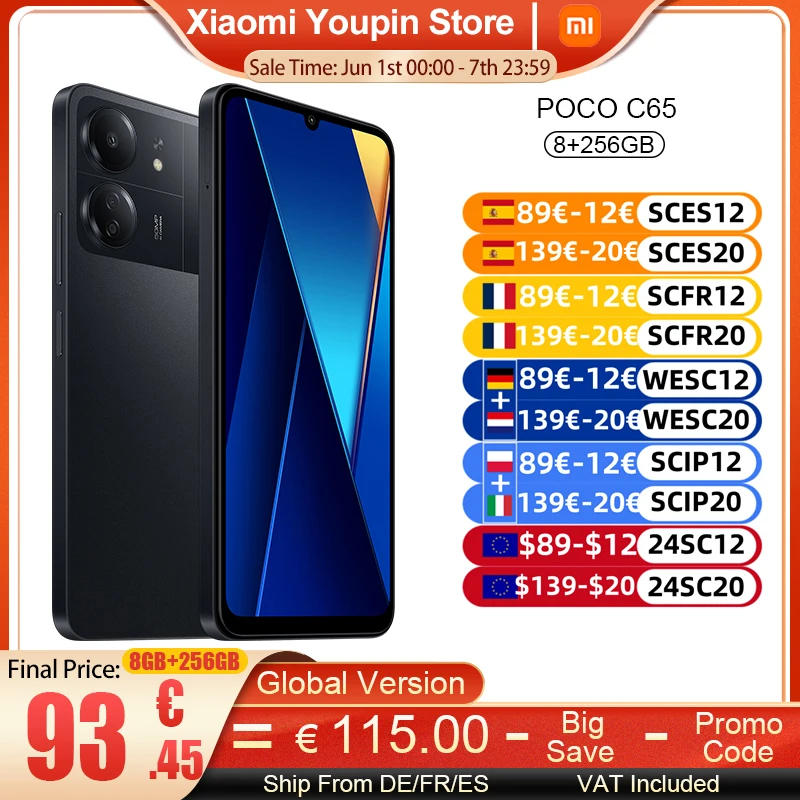 Globale Versie Poco C65 128Gb/256Gb Mediatek Helio G85 Octa Core 5000Mah 6.74 