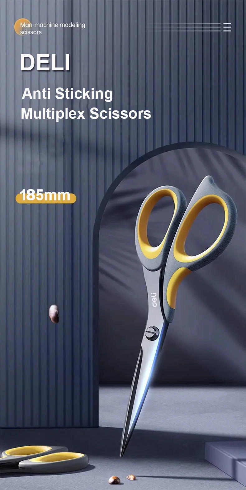 Anti-Stick Scissors - 175mm Deli Craft  Stationery Tool for Office School DIY