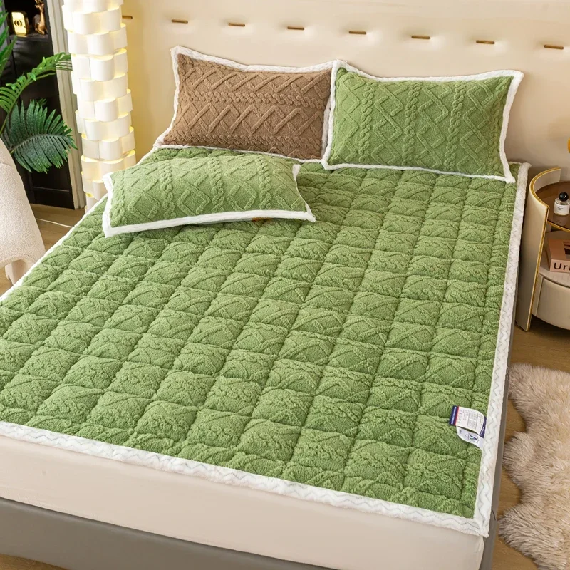 new flannel mattress thickened milk fleece quilt mattress winter household bed blanket