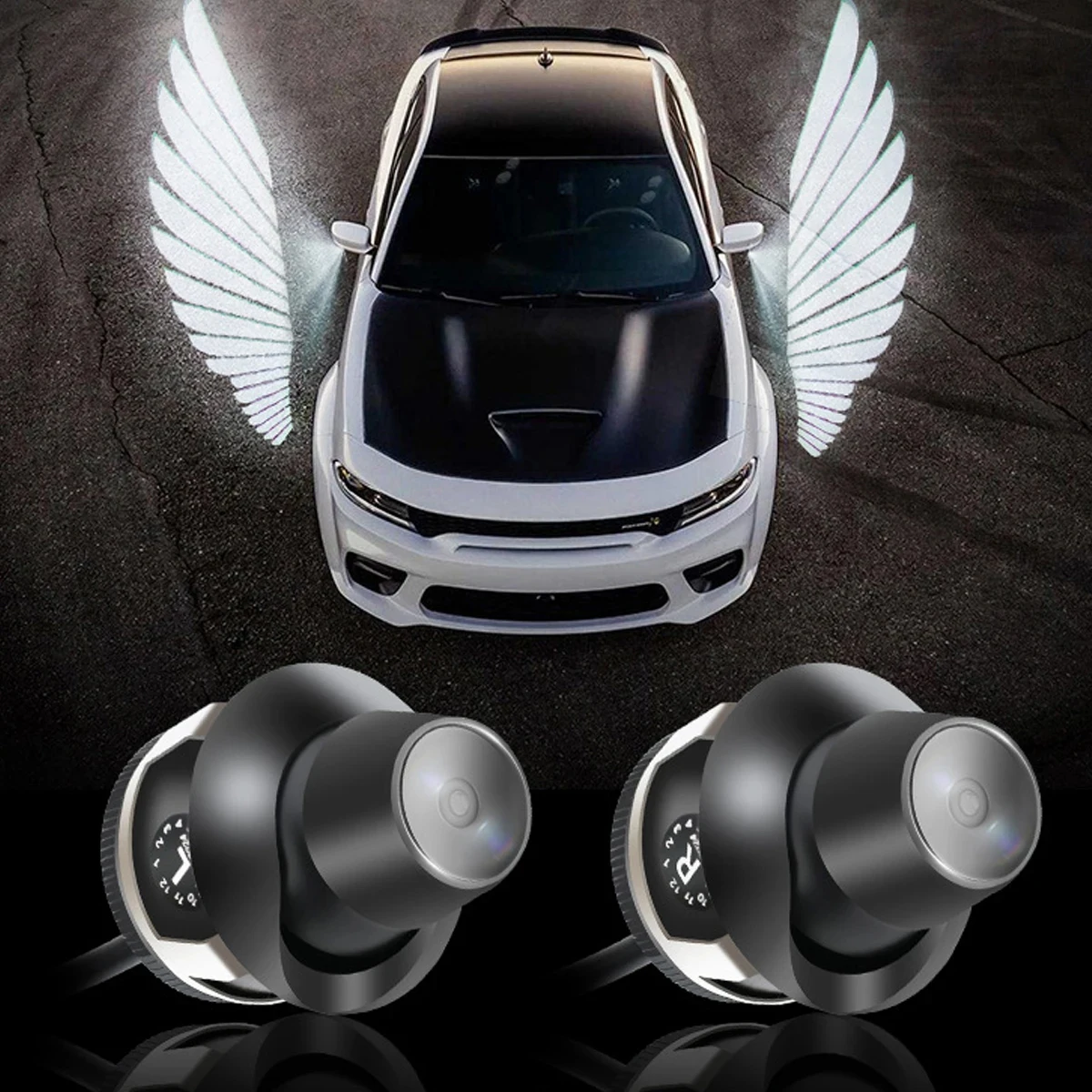 Car Welcome Lights Angel Wings LED Rearview Mirror Ambient Lamps Dynamic Projection Lamp Universal Auto Decoration Accessories