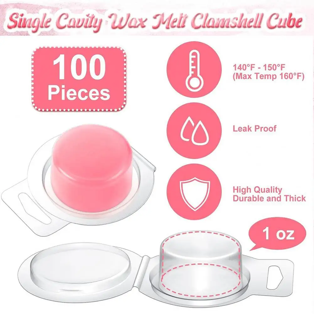 Candle Mold 100pcs Clear Plastic Wax Melt Mold for Diy Handmade Scented Candle Soap Making Square Round Empty Container Kit