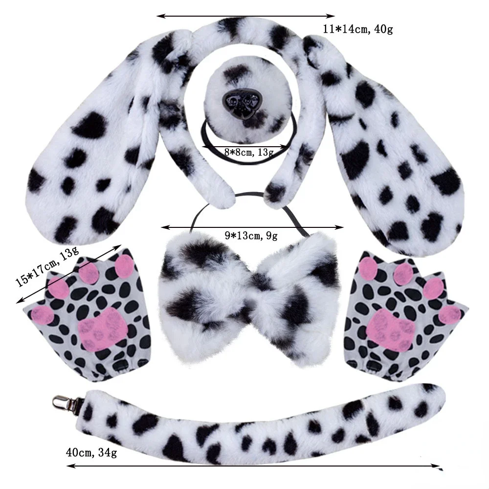 Costume Dalmata 4 Pezzi Set Di Coda Per Capelli Con Per Bambini
