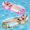 Floating Water Hammock Portable Swimming Air Mattress Foldable with Backrest Armrest Pool Accessories Inflatable Floating Row 1