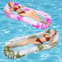 Floating Water Hammock Portable Swimming Air Mattress Foldable with Backrest Armrest Pool Accessories Inflatable Floating Row 1