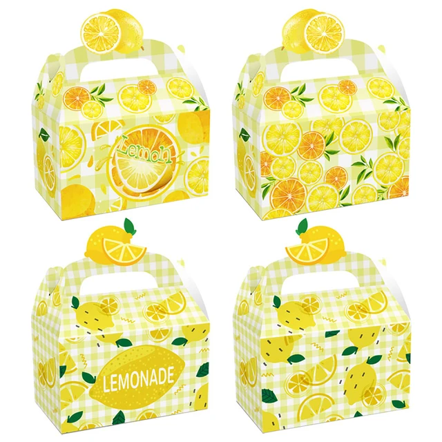 12pcs Lemon Party Bags,Summer Cool Paper Bags,Lemon Juice Gift Bags,Yellow  Lemon Party Favor Bags with 18 pcs Lemon Stickers