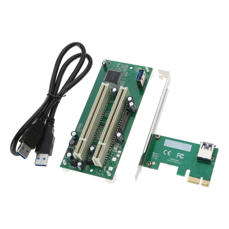 PCI-Express to PCI Adapter Card PCIe to Dual Pci Slot Expansion Card PCIE x1 x16 USB3.0 Adds on Cards Converter