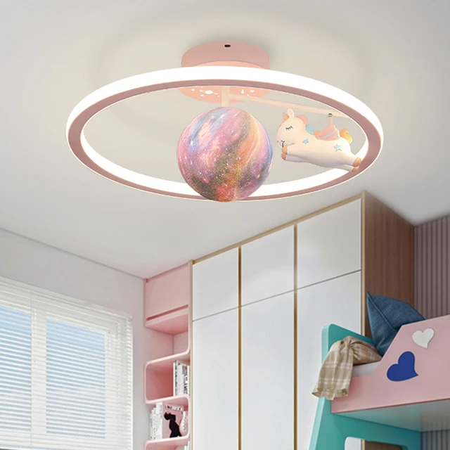 Lampe enfant plafonnier licorne 3 niveaux de lumière - Comptoir