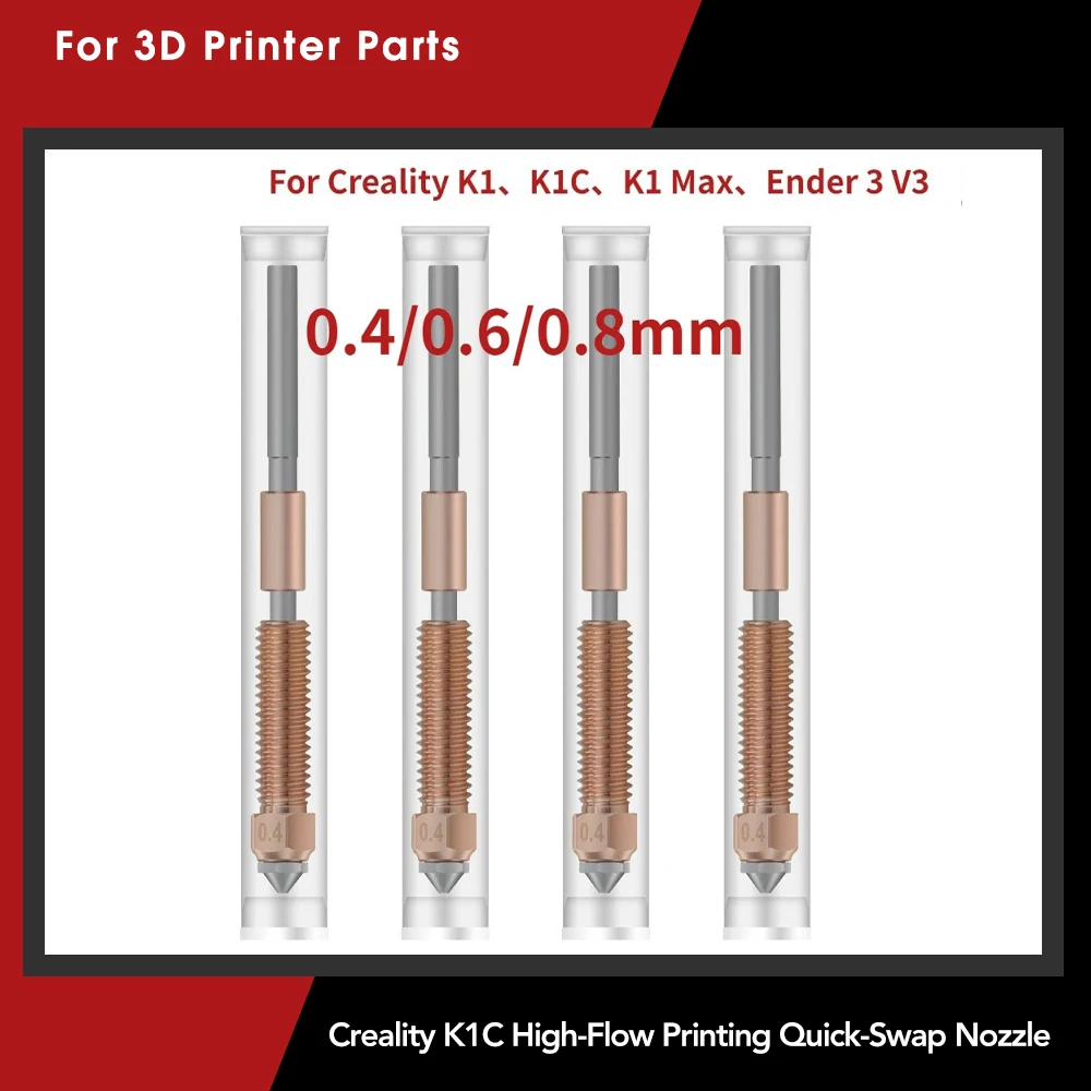 Creality K1C 깍지 하이 플로우 인쇄 업그레이드 퀵 스왑 깍지, K1 Max,K1C,Ender-3,V3 3D 프린터용, 0,4mm, 0,6mm, 0,8mm
