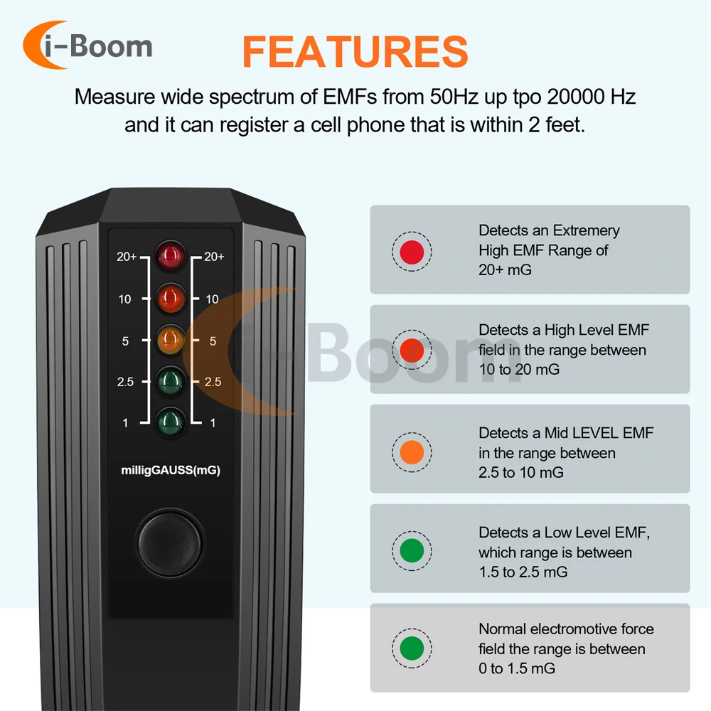 5 color LED Indicator Lamp Electromagnetic Radiation Tester Electric Magnetic Field EMF Meter Dosimeter Detector for Computer