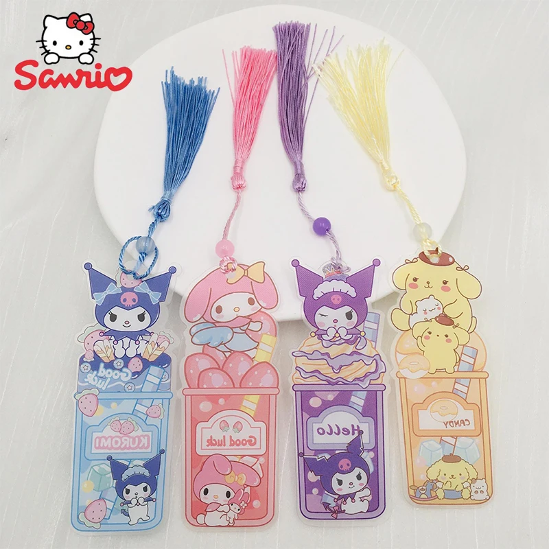 

Sanrio Cinnamoroll My Melody Kuromi Закладка в форме героя мультфильма Милая прозрачная матовая кисточка Закладка канцелярские товары для студентов