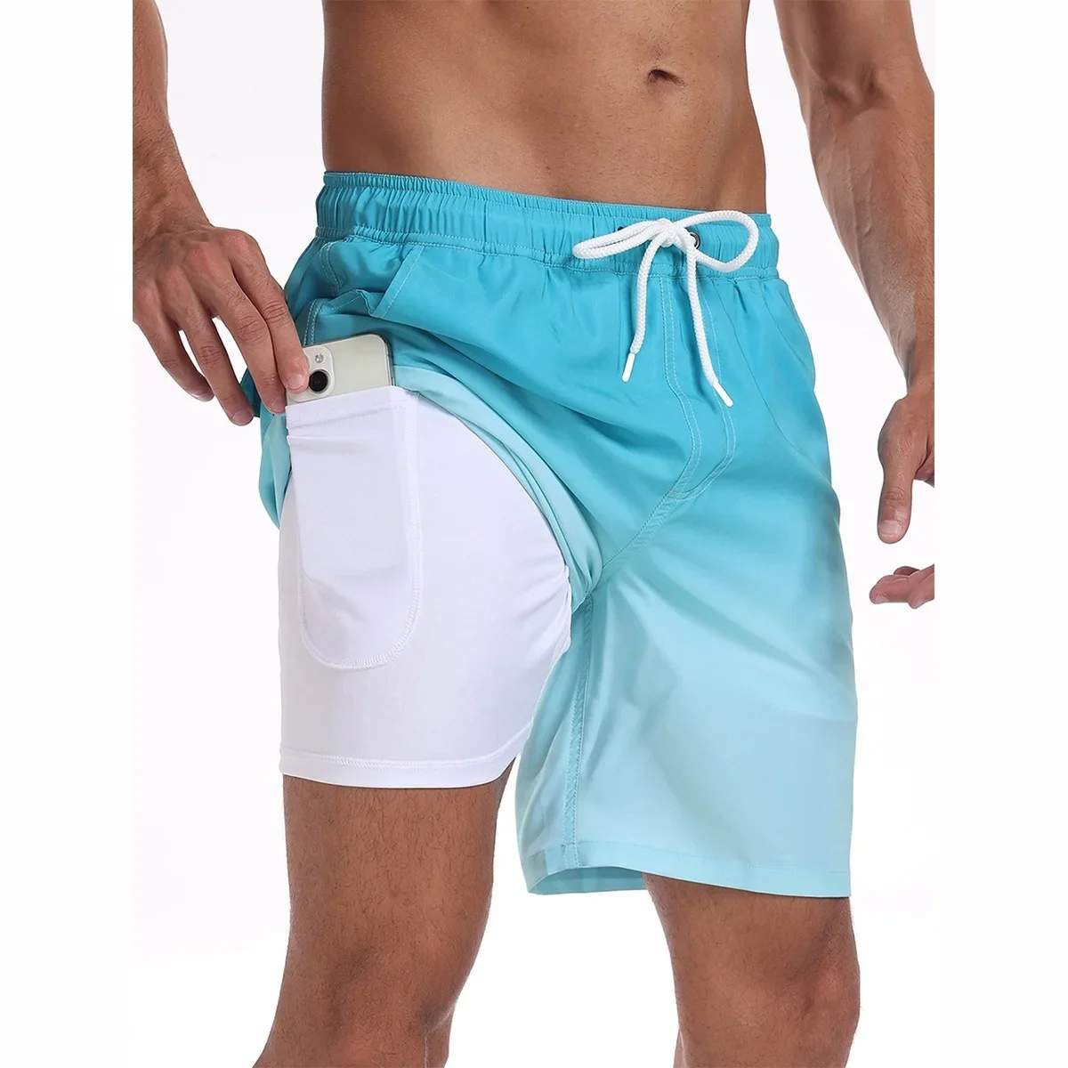 Summer New Fashion Men's Shorts Beach Vacation Pants Large Size Four Corners Milk Silk Inner Skateboarding Sportswear