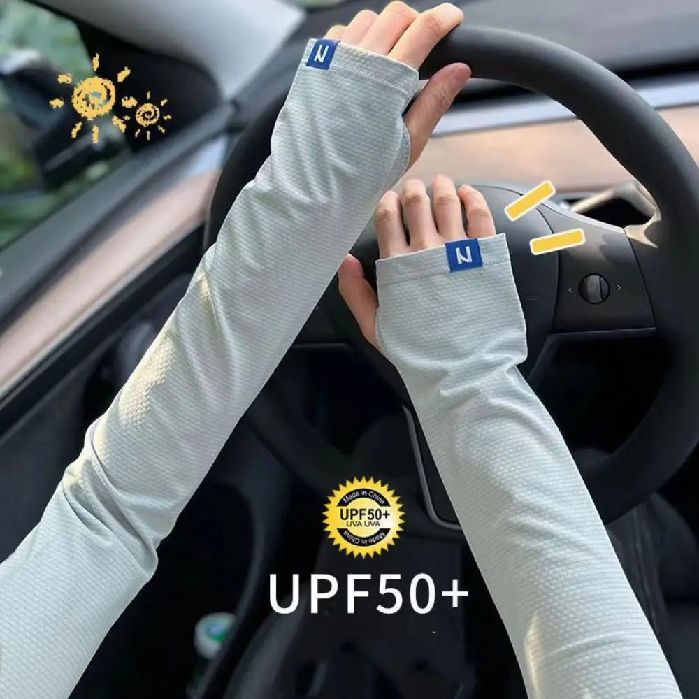 Anti-UV Ice Silk Sleeves Ultraviolet Proof Cooling Sleeves Sunscreen Driving Gloves Sun Protection Cover
