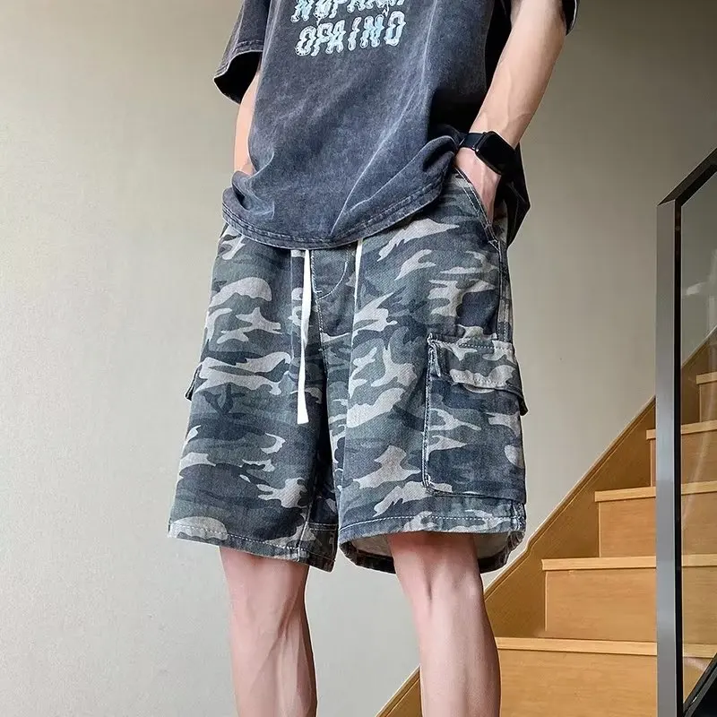 

2024 Men New Loose Multi-pocket Short Cargo Shorts Men Breathable Big Tall Large Size VintageHip PopY2K Streetwear Korean Trend