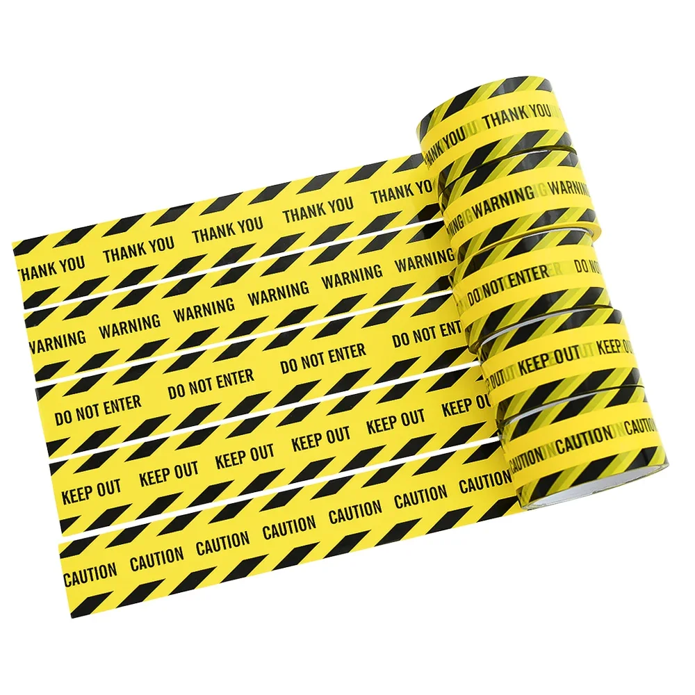 Warning Tape "THANK YOU,KEEP OUT,DO NOT ENTER,CAUTION,SAFE DISTANCE,WEAR A MASK" Alarm Words 48mm*25m Sticker Store School Hotel
