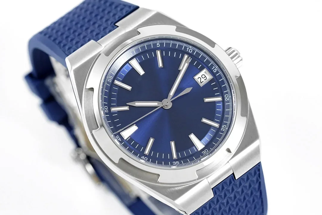 Overseas Blue face 4500V AAA Men's Watches Automatic Mechanical Watch 40MM Steel Strap Rubber or leather strap