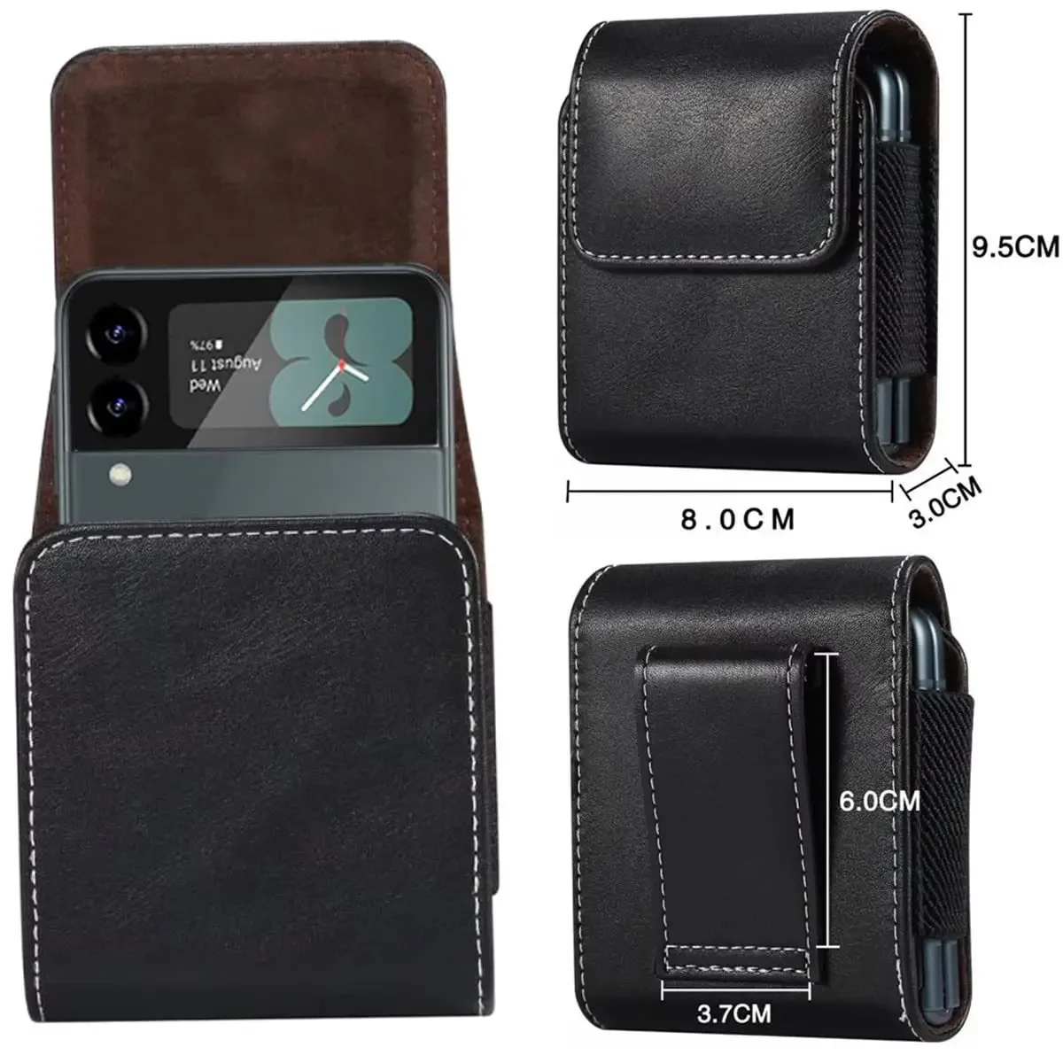 Leather Belt Clip Phone Case - Sleek Flip Design Protection Cover