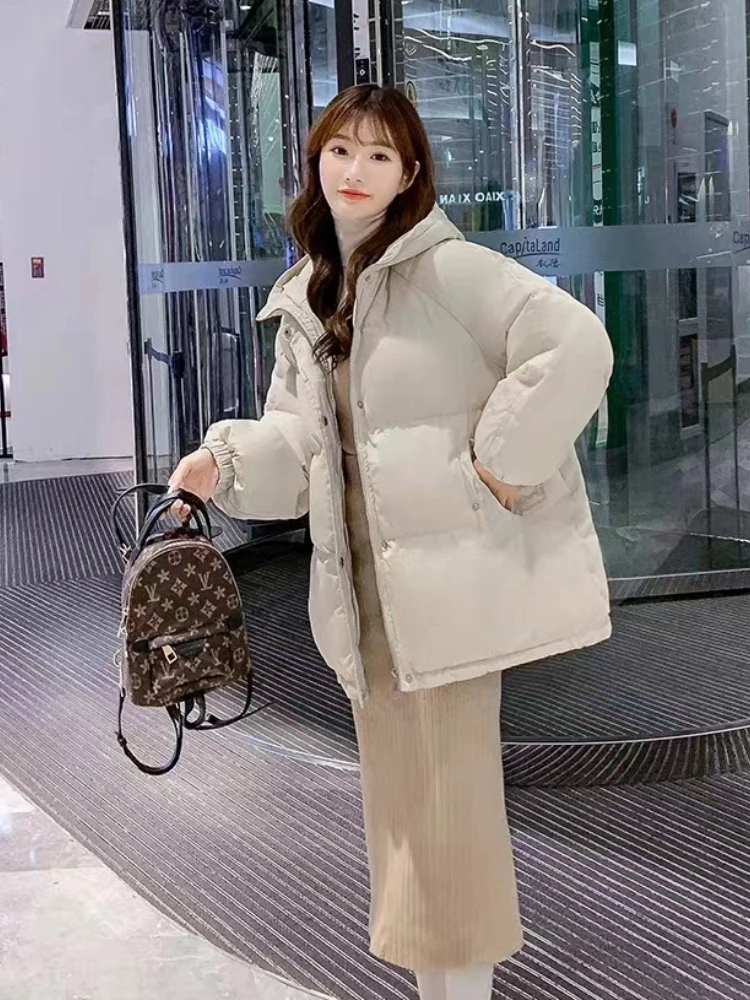 두꺼운 포켓 오피스 레이디 서스틴 파카, 후드 다운 코트, 한국 스타일 캐주얼 의류, 여성용 블랙 재킷, 가을 신상