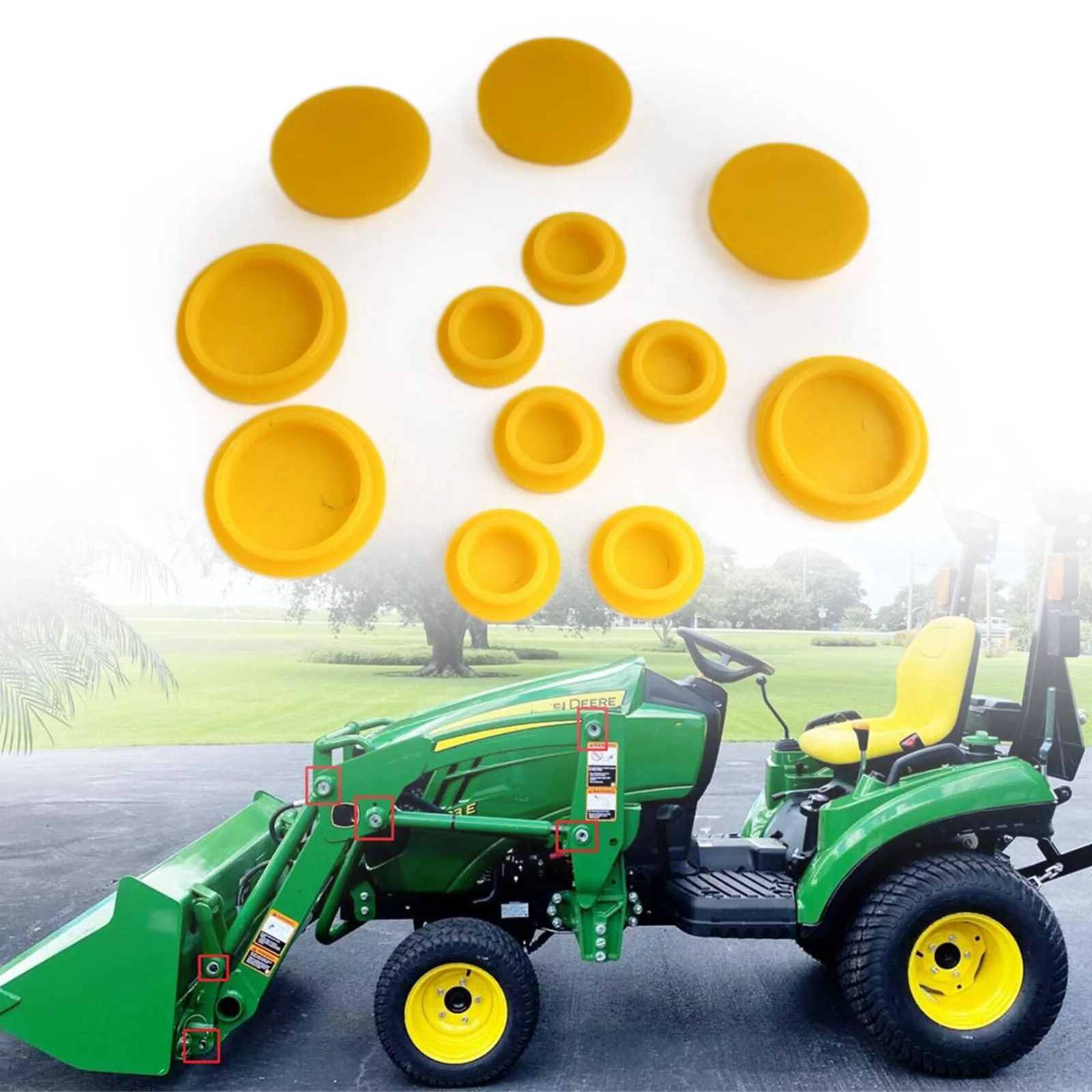 

12pcs Tractor Grease Caps Fairing Body Bolts Cap Cover For John Deere 1023E 1025R 2025R Compact Tractor 120 Loader Accessories