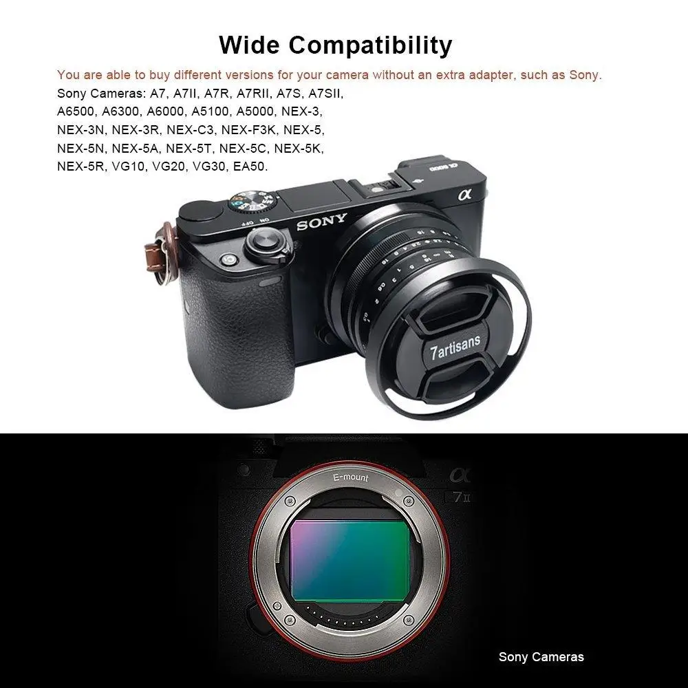 7artisans 25mm F1.8 MF APS-C Prime Lens Manual Mirrorless Camera For Sony E Zev-