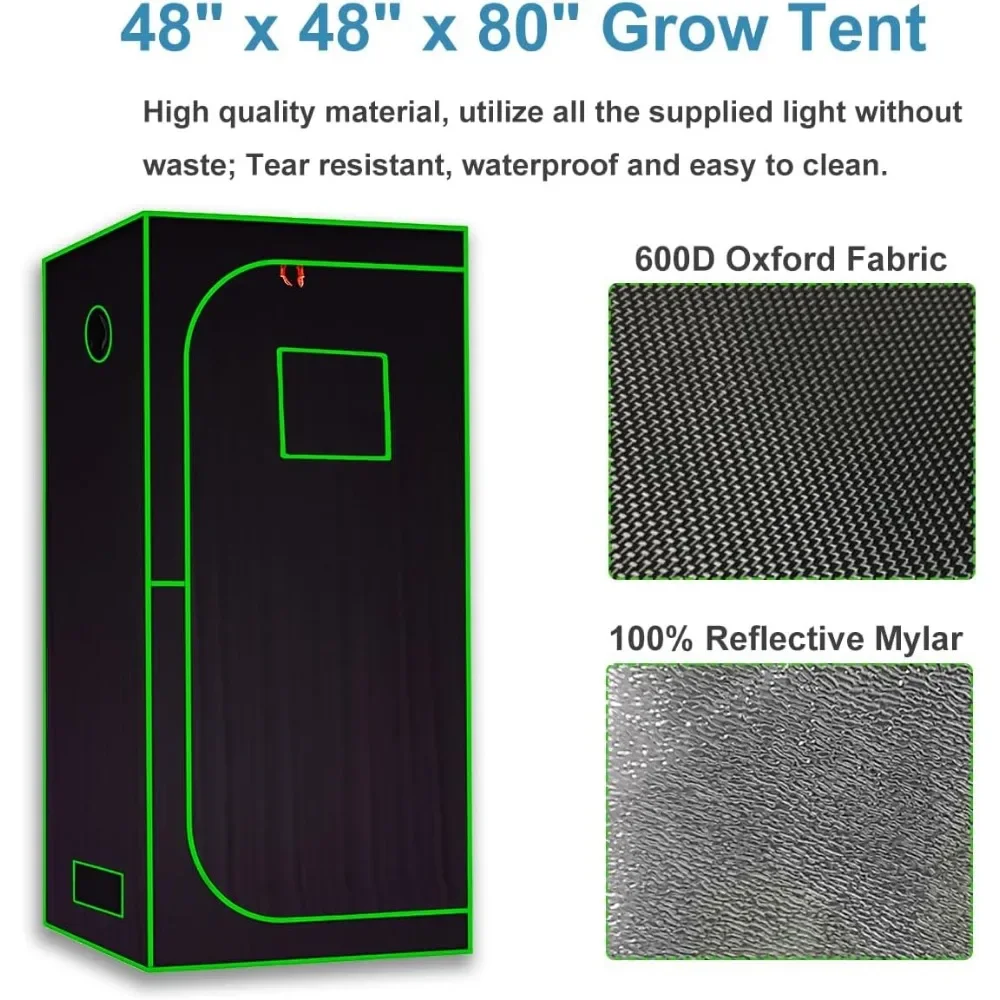Grow Tent Kit Complete High Reflective Mylar Indoor Grows Tent Grow Light Combo Hydroponics Indoor Plant Growing System