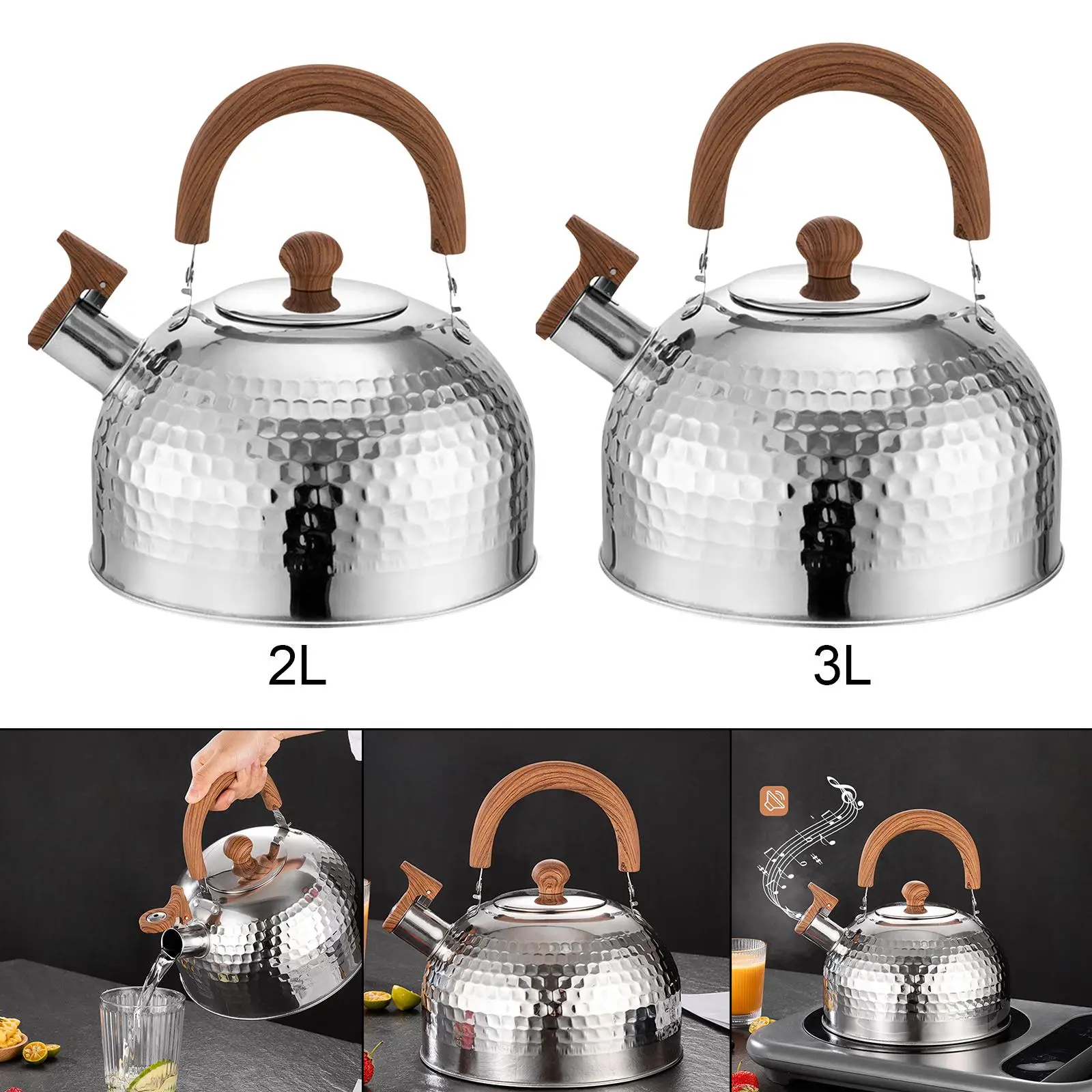 Whistling Tea Kettle Tea Pot Wood Handle Large Capacity Electric Induction  Gas Anti Rust Water Kettle For Household Camping - Water Kettles -  AliExpress