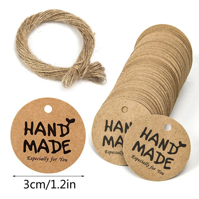 100pcs + 20 미터 로프 손수 선물 교수형 태그 사랑 라벨 베이킹 DIY 엘리베이터와 수제